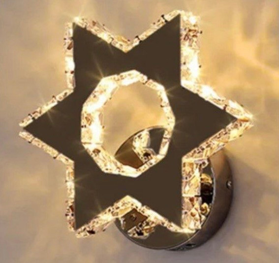 دیوارکوب ستاره داوود 25 کریستالی