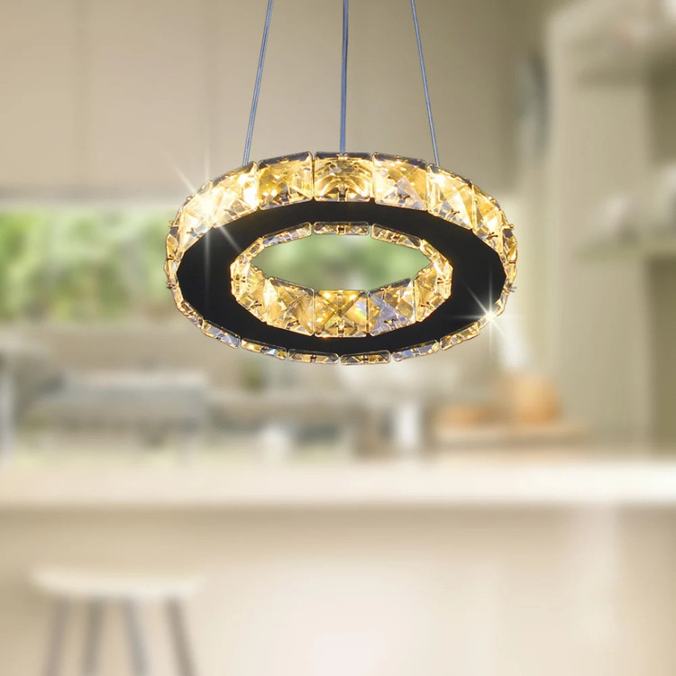 لوستر اویز مدرن کریستالی دایره 20 سانت کهکشانی