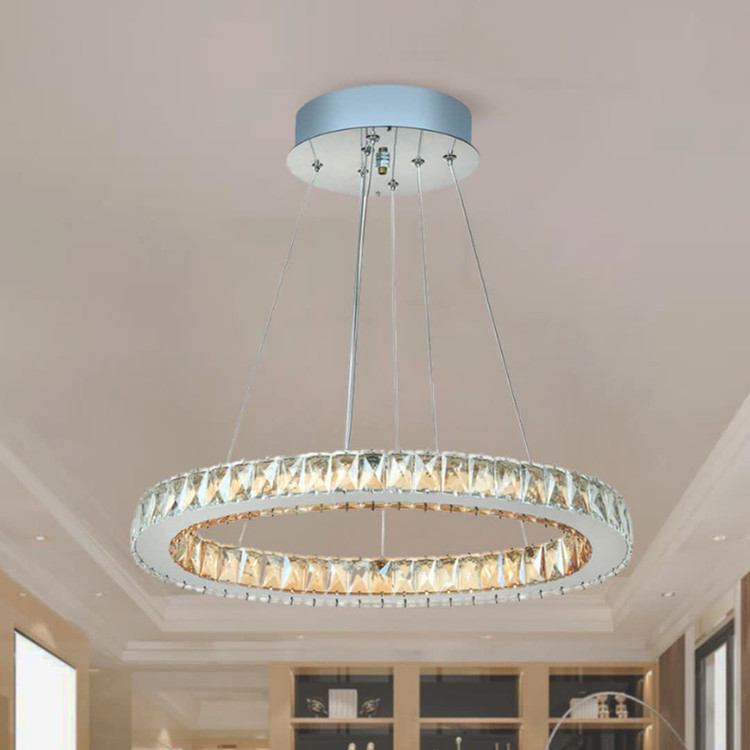 لوستر اویز کریستالی تک حلقه سایز 25 سانت کهکشانی