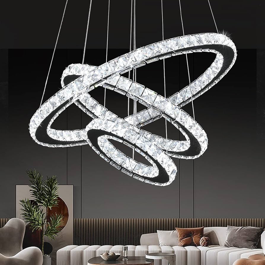 لوستر مدرن کریستالی کهکشانی دایره اویز 60 و 40 و 20 سانت