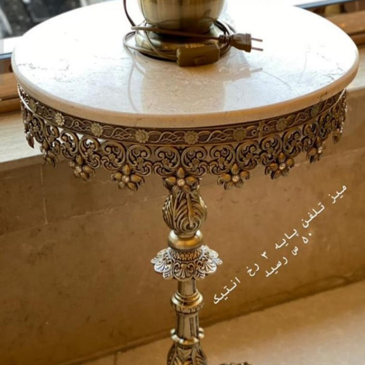 میز تلفن و کنار سالنی خاطره قطر 40 سانت رنگ طلایی و نقره ای خرید از تولیدی