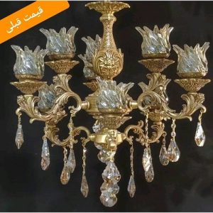 لوستر شش شاخه 9 شعله دو طبقه مدل ارامیس ابکاری انتیک خرید از تولیدی